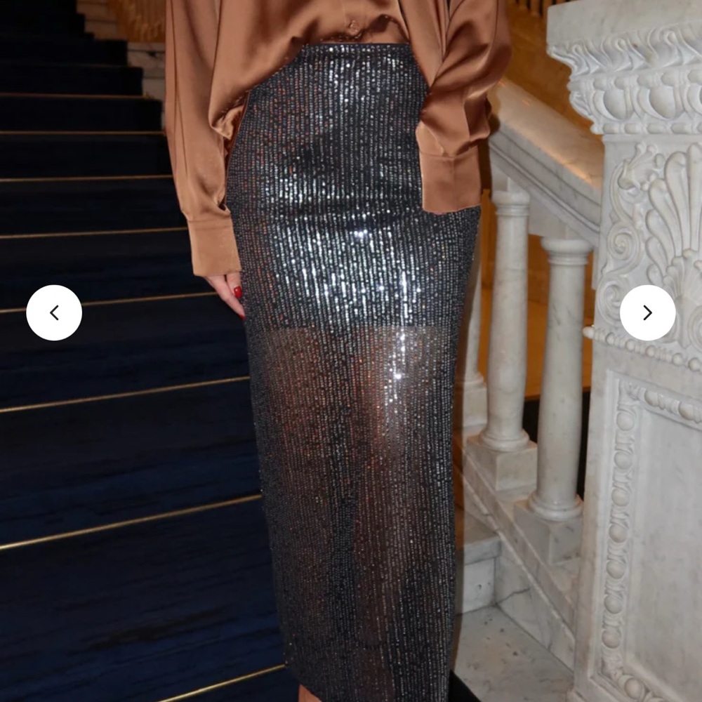 Vestique Gray Sequin Maxi Pencil Skirting - Picture 4 of 6
